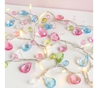 2 Pack Christmas Pastel Fairy String Light 5.4 ft Acrylic Gem Battery Operated String Light Pastel Garland Colorful Diamond LED Warm White Twinkle Party Decor for Xmas Tree Bedroom Whimsical
