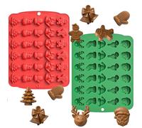 2 Pack Christmas Silicone Chocolate Mold Xmas Pudding Mould Gingerbread Man Candy Mold Mousse Baking Tool for Christmas Party DIY Chocolate Candies Jello