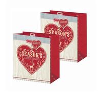 2 Pack Christmas Small Gift Bag 26.5cm x 21.5cm x 10cm - Season's Greetings