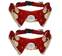 2 Pack Christmas Snowman Red Dog Collars Bowtie with Shirt Collar Adjustable Pet Cats Puppies Necktie for Small Girl Boy Dog Wedding Birthday Gift