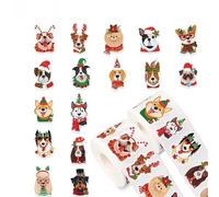 2-Pack Christmas Sticker Rolls with Cute Cartoon Dogs, 1000 Total Holiday Decor Stickers for Gift Wrapping, Cards and Party Decorations