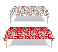 2 Pack Christmas Table Cloth, 137x274cm Rectangle Large Plastic Lollipop Tablecloth Snowman Party Tableware Decorations, Xmas Tablecovers for Winter Holiday Dinner Table Cloths
