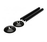 2 Pack Chrome Radiator Pipe Cover Sleeves with Secure-Fit Collars for 15mm Pipes in Residential Spaces (Black)