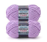 2 Pack Chunky Chenille Yarn for Crocheting and Knitting Beginners,Thick Bulky Plush Fluffy Velvet Soft Baby Blanket Crochet Chenille Yarn for Crocheting Blankets/Amigurumi/DIY Crafts(Purple