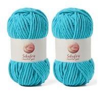 2 Pack Chunky Chenille Yarn for Crocheting, Baby Yarn for Crocheting Soft Blanket, 174.9 yds /7 oz Crochet Yarn, Bulky 5 Amigurumi Yarns, Fluffy Velvet Yarns for Knitting Crafts (2 Lake Blue)