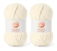 2 Pack Chunky Chenille Yarn for Crocheting, Baby Yarn for Crocheting Soft Blanket, 174.9 yds /7 oz Crochet Yarn, Bulky 5 Amigurumi Yarns, Fluffy Velvet Yarns for Knitting Crafts (2 Milky White)