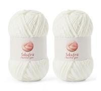 2 Pack Chunky Chenille Yarn for Crocheting, Baby Yarn for Crocheting Soft Blanket, 174.9 yds /7 oz Crochet Yarn, Bulky 5 Amigurumi Yarns, Fluffy Velvet Yarns for Knitting Crafts (2 White)