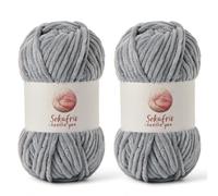 2 Pack Chunky Chenille Yarn for Crocheting, Baby Yarn for Crocheting Soft Blanket, 174.9 yds /7 oz Crochet Yarn, Bulky 5 Amigurumi Yarns, Fluffy Velvet Yarns for Knitting Crafts (2 Grayish)