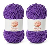 2 Pack Chunky Chenille Yarn for Crocheting, Baby Yarn for Crocheting Soft Blanket, 174.9 yds /7 oz Crochet Yarn, Bulky 5 Amigurumi Yarns, Fluffy Velvet Yarns for Knitting Crafts (2 Lilac)