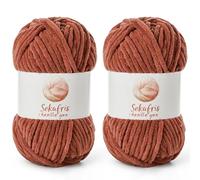 2 Pack Chunky Chenille Yarn for Crocheting, Baby Yarn for Crocheting Soft Blanket, 174.9 yds /7 oz Crochet Yarn, Bulky 5 Amigurumi Yarns, Fluffy Velvet Yarns for Knitting Crafts (2 Rust)