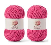 2 Pack Chunky Chenille Yarn for Crocheting, Baby Yarn for Crocheting Soft Blanket, 174.9 yds /7 oz Crochet Yarn, Bulky 5 Amigurumi Yarns, Fluffy Velvet Yarns for Knitting Crafts (2 Rose)