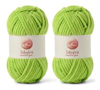 2 Pack Chunky Chenille Yarn for Crocheting, Baby Yarn for Crocheting Soft Blanket, 174.9 yds /7 oz Crochet Yarn, Bulky 5 Amigurumi Yarns, Fluffy Velvet Yarns for Knitting Crafts (2 Lime Green)