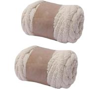 2 Pack Chunky Purple Chenille Yarn for Arm Knitting - Soft DIY Blanket, Hat & Scarf Yarn(250g per Skein) (Rice White)