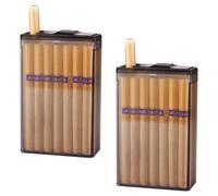 2 Pack Cigarette Case King Size Plastic Transparent Portable Cigarettes Case Holder for 20 Capacity,One Size,Black