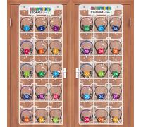 2 Pack Classroom Headphone Storage Organizer with 30 Pockets, PVC Clear Classroom Pocket Chart for Headphone Cell Phone Over-The-Door Hanging Headphone Holder Bag with 62 Labels(White)
