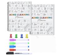 2 Pack Cleaning Planner, Cleaning Schedule and Checklist Organizer, Daily Weekly Monthly Household Cleaning Planner, Chore Chart Notebook for Home, Family Cleaning Tasks, DIY Home Improvement