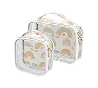 2 Pack clear Cute Cartoon Rainbows toiletry bag small TSA approved water-resistant makeup bag travel travel essential, cute cartoon rainbows, cute cartoon rainbows