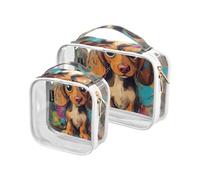 2 Pack Clear Decorative Large Toiletry Bags for Women TSA Approved Cartoon Cunning Dog Multifunctional Makeup Organizer Bag Men’s Shaving kit de maquillaje