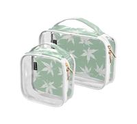 2 Pack Clear Decorative Large Toiletry Bags for Women TSA Approved White Maple Leaves Transparent Cosmetic Bag Travel Men’s Shaving kit Bolsa de almacenamiento