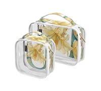 2 Pack Clear Decorative Mens Toiletry Travel Bag TSA Approved Floralmorphic Letter U White Lily Flower Watercolor Portable Cosmetic Bags for Women Travel Set Men’s Shaving kit de maquillaje