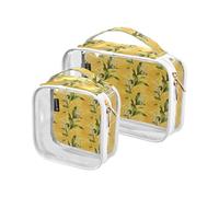 2 Pack Clear Decorative Mens Toiletry Travel TSA Approved Sweet Lily of Valley Gold Portable Small Makeup Bag Men’s Shaving kit Bolsa de maquillaje
