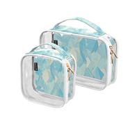 2 Pack Clear Decorative Toiletry Hanging Bag TSA Approved Delicate Cartoon Crystal Mint Green Gold Waterproof Makeup Travel Bag Shaving Essentials maquillaje
