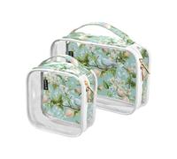 2 Pack Clear Decorative Toiletry Hanging Bag TSA Approved Spring Flower and Whites Bird Water-Resistant Cosmetic Bag Travel Travel Essential Bolsa de almacenamiento