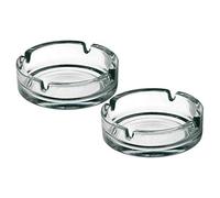 2 Pack Clear Glass Cigarette Ashtray Smoke Round Ash Tray Smokers Indoor Outdoor