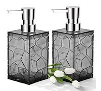 2 Pack Clear Gray Rust Proof Soap Dispenser, Acrylic Plastic Hand Soap Lotion Dispenser Set for Bathroom&Kitchen