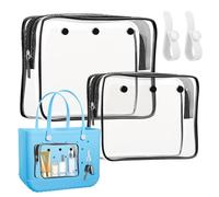 2 Pack Clear Inner Pouch Tote Bag with 2 Insert Hooks for B-o-g-g Bag, Divider Storage for Travel Cosmetic Makeup Clean Organizer, Black, Modern