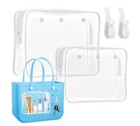 2 Pack Clear Inner Pouch Tote Bag with 2 Insert Hooks for B-o-g-g Bag, Divider Storage for Travel Cosmetic Makeup Clean Organizer, White, Modern