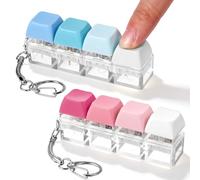 2 Pack Clear Keyboard Clicker Fidget, Keychain Keyboard Clicker Fidget for Stress Relief, Anxiety Reduction, Focus Enhancement