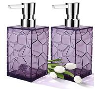 2 Pack Clear Lavender Purple Rust Proof Soap Dispenser, Acrylic Plastic Hand Soap Lotion Dispenser with Pump for Bathroom&Kitchen…