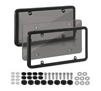 2 Pack Clear License Plate Covers - Rust-Proof Transplastic Plastic Shield & Holder, Universal Fit for All US States Standard Plates (12x6 Inch)(Black)