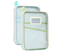 2 Pack Clear Mesh Nylon Document Bag with Zipper & Adjustable Strap - Lightweight A5 File Organizer Pouch for Books, Office & School Supplies