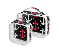 2 Pack clear Polka Dot Black White Red Ocean toiletry bag large TSA approved portable small cosmetic bag travel essential, Polka dot black white red Ocean, Polka dot black white red Ocean