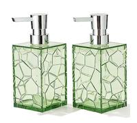 2 Pack Clear Saga Green Rust Proof Soap Dispenser Bathroom, Acrylic Plastic Hand Soap Lotion Dispenser with Pump for Bathroom&Kitchen