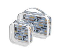 2 Pack Clear Travel Makeup Cosmetic Toiletry Bag Bulls Cows Farm Animal for Women Men Girls, Beef Buffalo Cosmetic Wash Organizer Bag for Travel Essentials