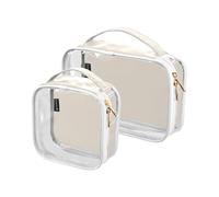 2 Pack Clear Travel Makeup Cosmetic Toiletry Bag Cool Abstract for Women Men Girls,Abnormal Beige Cosmetic Wash Organizer Bag for Travel Essentials