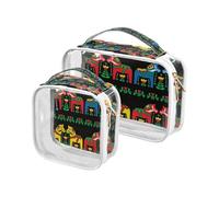 2 Pack Clear Travel Makeup Cosmetic Toiletry Bag Ethnic Swedish Dala Horse for Women Men Girls, Animal Cosmetic Wash Organizer Bag for Travel Essentials