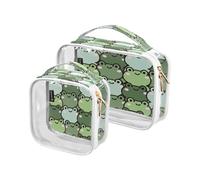 2 Pack Clear Travel Makeup Cosmetic Toiletry Bag Green Frog for Women Men Girls, Wild Animals Cosmetic Wash Organizer Bag for Travel Essentials