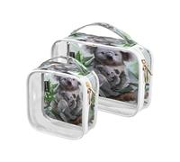 2 Pack Clear Travel Makeup Cosmetic Toiletry Bag Koala Watercolor Painting for Women Men Girls, Cute Koala Cosmetic Wash Organizer Bag for Travel Essentials