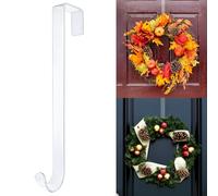 2 Pack Clear Wreath Hanger - Over The Door Hooks Clear Wreath Hanger for Front Door,Christmas Fall Wreaths Decorations Hook,Slim Hangers Organizer (2, 15 inch)