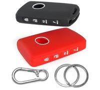 2-pack Click&Fit Silicone Key Fob Covers compatible with 2019-2025 Mazda 3 6 CX-30 CX-5 CX-9 CX-50 - Car remote key shell rubber protector 4-Buttons 662FSKE11D01, Black+Red