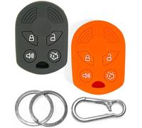 2-Pack Click&Fit Silicone Key Fob Covers Compatible with Ford Mustang Explorer Escape Edge Expedition Taurus Transit 2002-2017 - Car Remote Key Protectors 4-B Camo&Orange