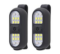 2 Pack Clip on Flashlights, Running Light for Runners Rechargeable Safety Lights for Walking at Night Hands Free Flashlight Portable LED Work Light Warning Flashing Camping Hiking Walking Dog Black