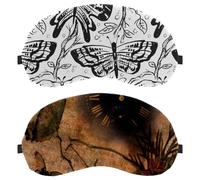 2 Pack Clock Butterflies Flower Retro Brown Sleep Eye Mask for Side Sleeper, Sleeping Mask, Light Blocking Eye Mask, Soft Eye Shade Cover for Travel, Nap, Plane