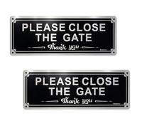 2 Pack Close the Gate Sign, 250x80 mm, Reflective Aluminum Metal Material Beware of the Dog Sign, Self-adhesive and Pre-drilled with 4 Holes, Suitable for Indoor and Outdoor Close the Gate