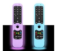 (2 Pack) CLVIZCXOM Remote Case Silicone Cover Fit for LG AN-MR21GA AN-MR21GC AN-MR22GA AN-MR22GN AN-MR23GA AN-MR24GA Smart TV Remote Control Remote Case(Glow Blue + Glow Purple)