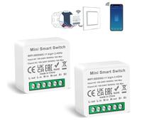 2 Pack CNBINGO Smart Light Switch Module, Fits Behind Traditional Wall Switch, WiFi Mini DIY Switch Relay Module, Compatible with Alexa and Google Assistant, 2 Way, Neutral Conductor Required